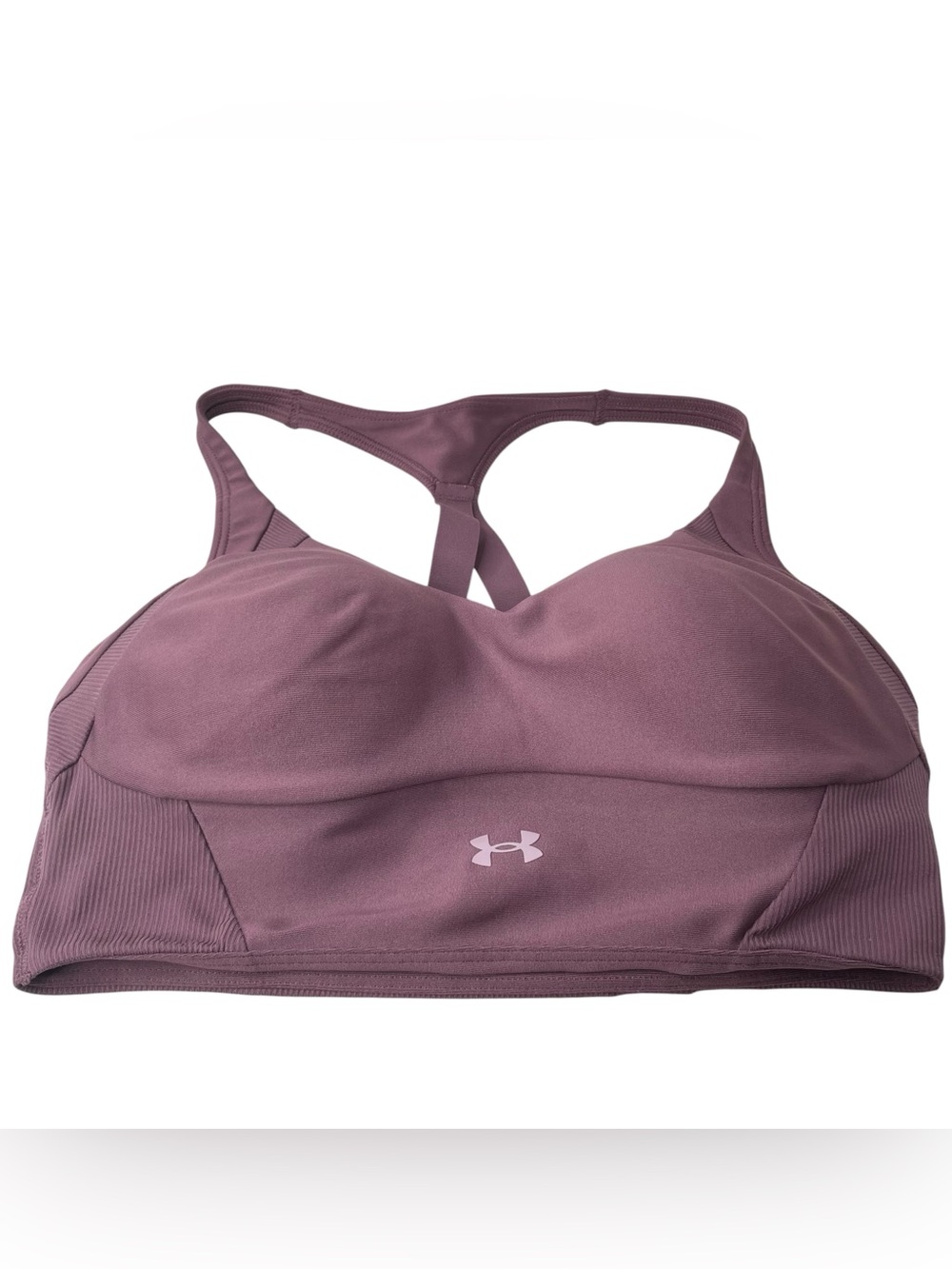 Under Armour HeatGear Medium Impact Fitted Sports Bra Purple M Style 1365772